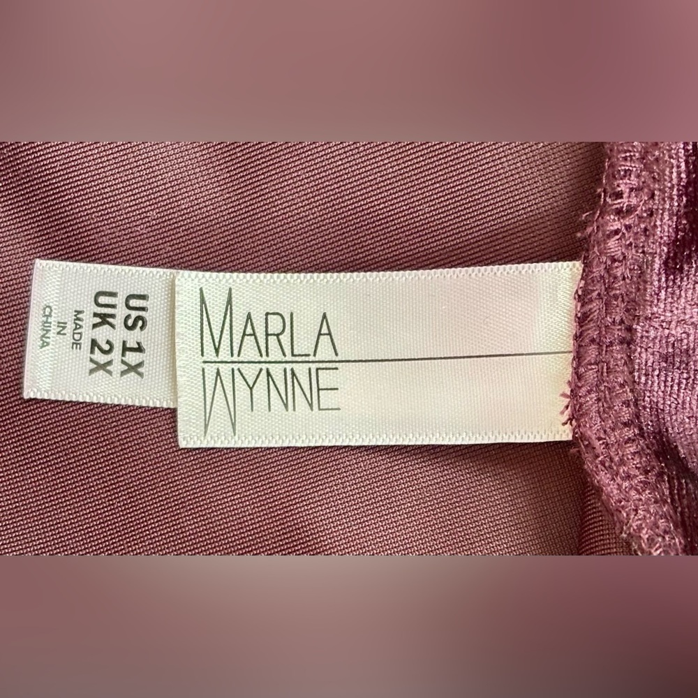 Marla Wynne Velour Purple Cowl Shirt 1X - Picture 3 of 7